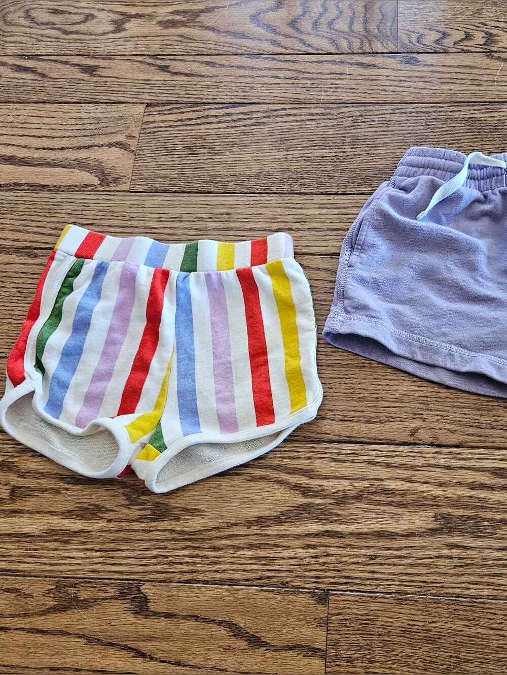 HANNA ANDERSSON Rainbow Purple Striped Shorts Size 5 Cotton Summer Set of 2 Girl